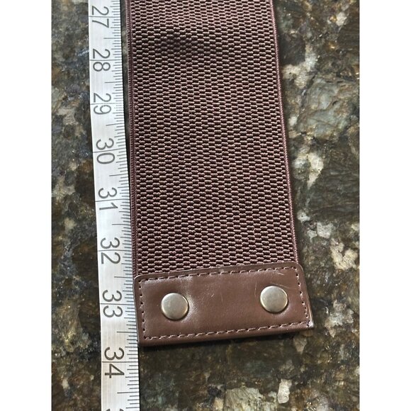Y2k Braided Brown Waist Belt With Faux Leather Design & Snap Closure M/L Size - Picture 6 of 10